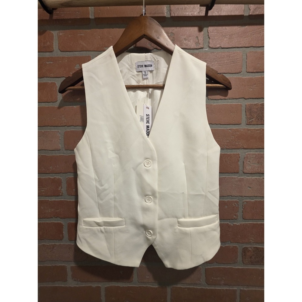 Steve Madden Women's Selene Vest Sml NWT Ivory White Sku 24